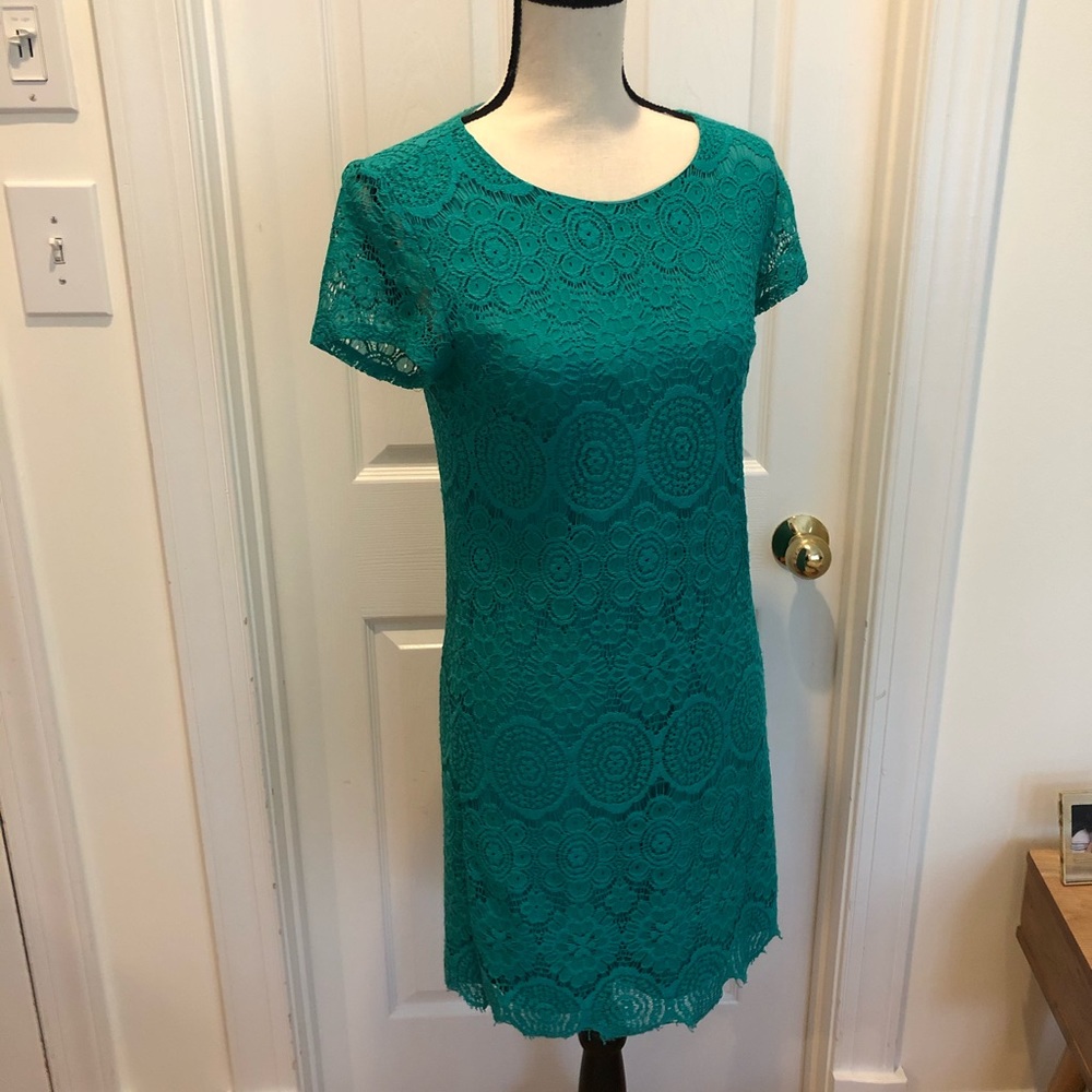 LAUNDRY TURQUOISE LACE BUSINESS/CASUAL DRESS